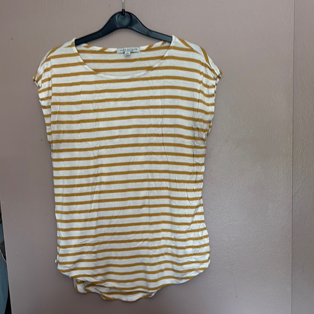 Green Envelope Yellow and Gold Fitted Cap Sleeve T-Shirt